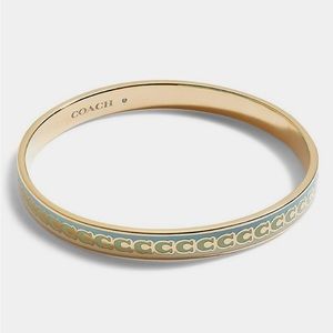 COACH 6 Mm Signature Gold Enamel Bangle - Blue and Green